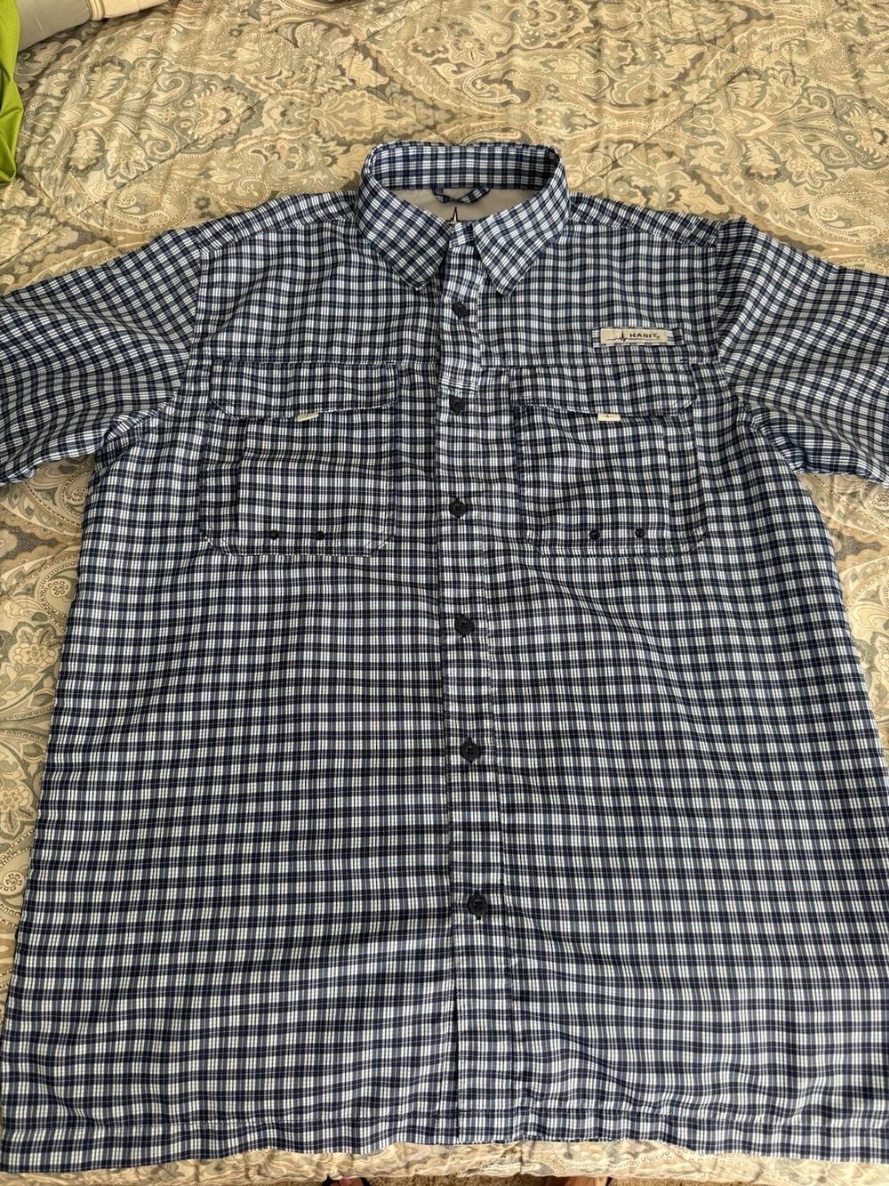 Habit Mens Fishing Shirt Short Sleeve Blue Size M 360 Venting Solar-Factor 40+